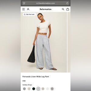 Reformation Fernando Striped Wide Leg Pants - Blue and White